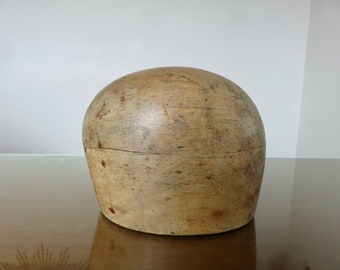 Très ancienne tête à chapeau, Marotte, tête de modiste, forme à chapeau, en bois massif, 1920 1930 20's 30's vintage French mannequin head