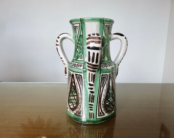 DOMINGO PUNTER、大型3ハンドル陶器ピッチャー、署名入り、1960