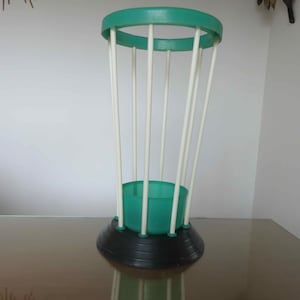 Green, white and black plastic umbrella holder, typical 1970s 70&#39;s deco vintage French plastic umbrella holder