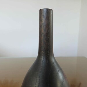 Vase, soliflore, in ebonized oak, sculpture, mid century 1960 60's vintage French ebonized oak vase image 6