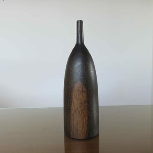 Vase, soliflore, in ebonized oak, sculpture, mid century 1960 60's vintage French ebonized oak vase image 5