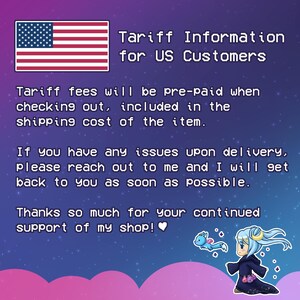 Peut inclure: Image avec le texte "Informations tarifaires pour les clients am&eacute;ricains" et un drapeau am&eacute;ricain. Le texte explique que les frais de douane sont pr&eacute;pay&eacute;s et inclus dans les frais d'exp&eacute;dition. Remerciements.
