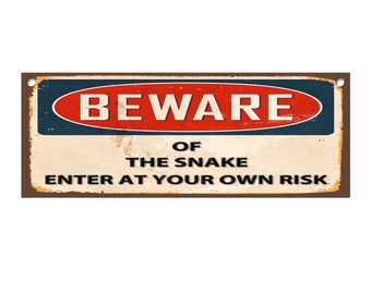 Beware Of Snakes Metal Sign Vintage Style Wall Door Retro Vintage Tin Sign