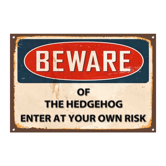 Hedgehog Garden Sign Novelty Metal Sign Hedgehog Gift Hanging Vintage Style Sign 