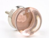 Pink Glass and Chrome Metal Knob, Pull, Handle, for Cupboards, Doors, Cabinets, Drawers, Furniture, Kitchens (With Fitting Hardware)