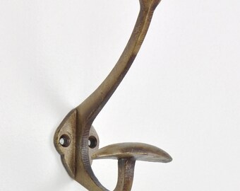 A SET OF 5 BOWLER HAT ANTIQUE STYLE DOUBLE COAT HOOK CAST IRON HOOK PH2