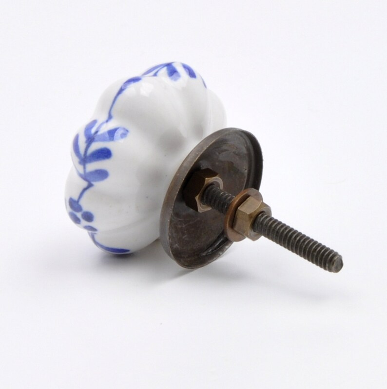 Blue /& White Painted Ceramic Knob Handle Kitchens Cabinets Pull Doors for Cupboards Furniture With Fitting Hardware Drawers