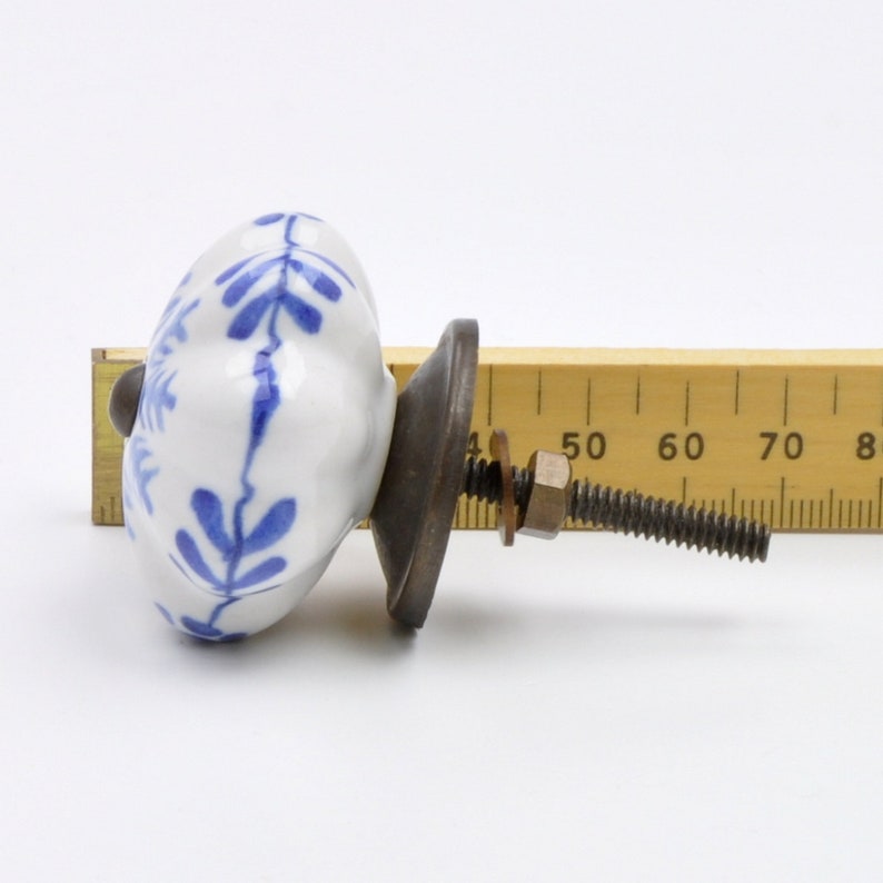 Blue /& White Painted Ceramic Knob Handle Kitchens Cabinets Pull Doors for Cupboards Furniture With Fitting Hardware Drawers