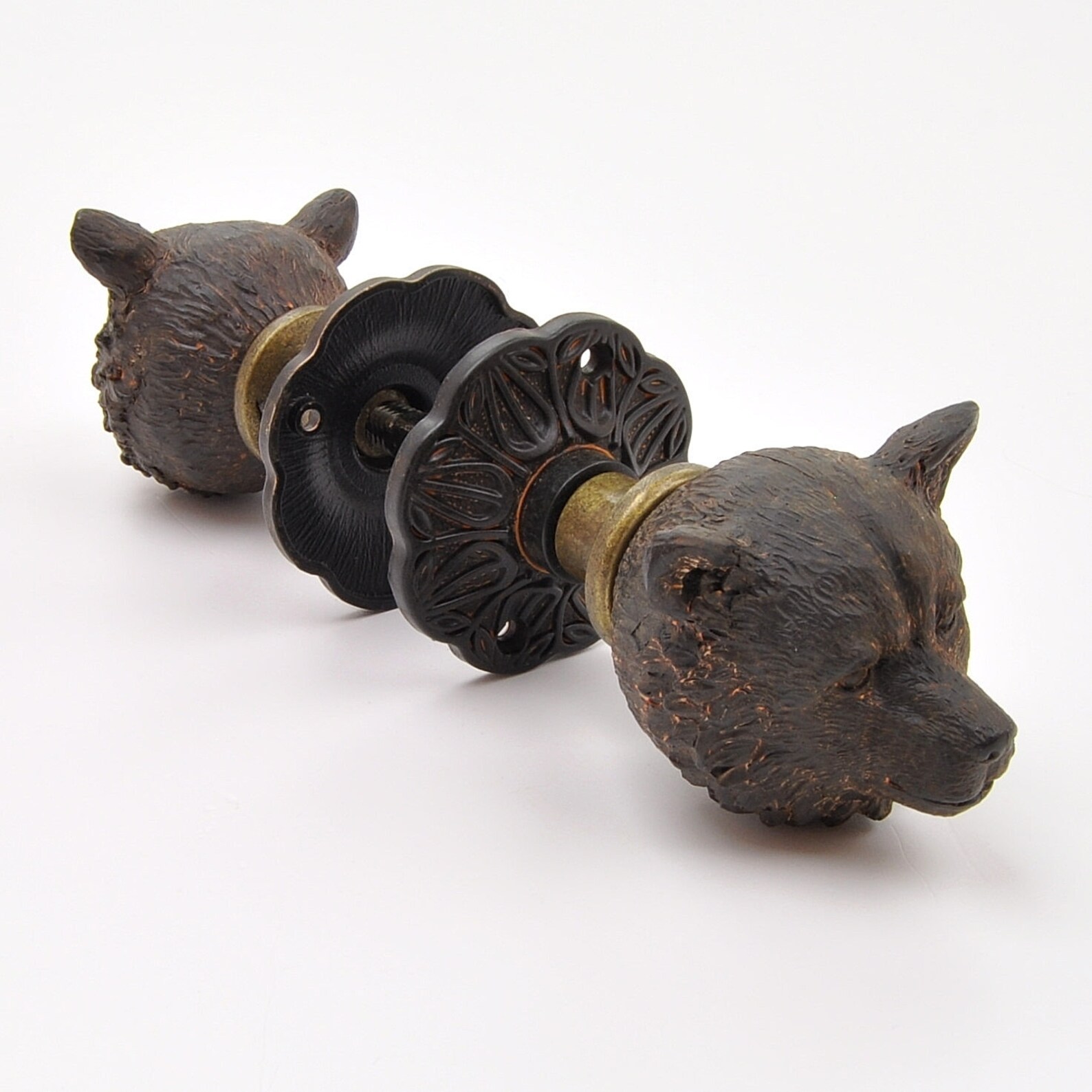 Brown Bear Head Animal Mortice Door Knob Handle Set Pair Duo Etsy