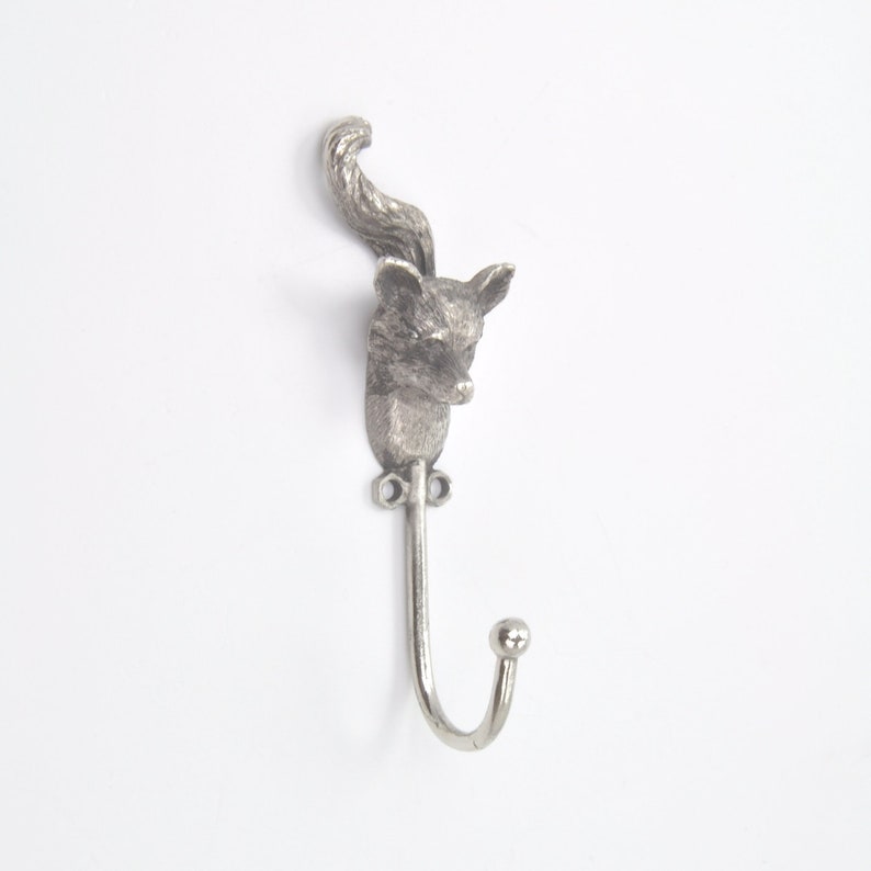 Silver Fox Animal Head Metal Coat Hook Hooks Wall Mounted Door Etsy UK