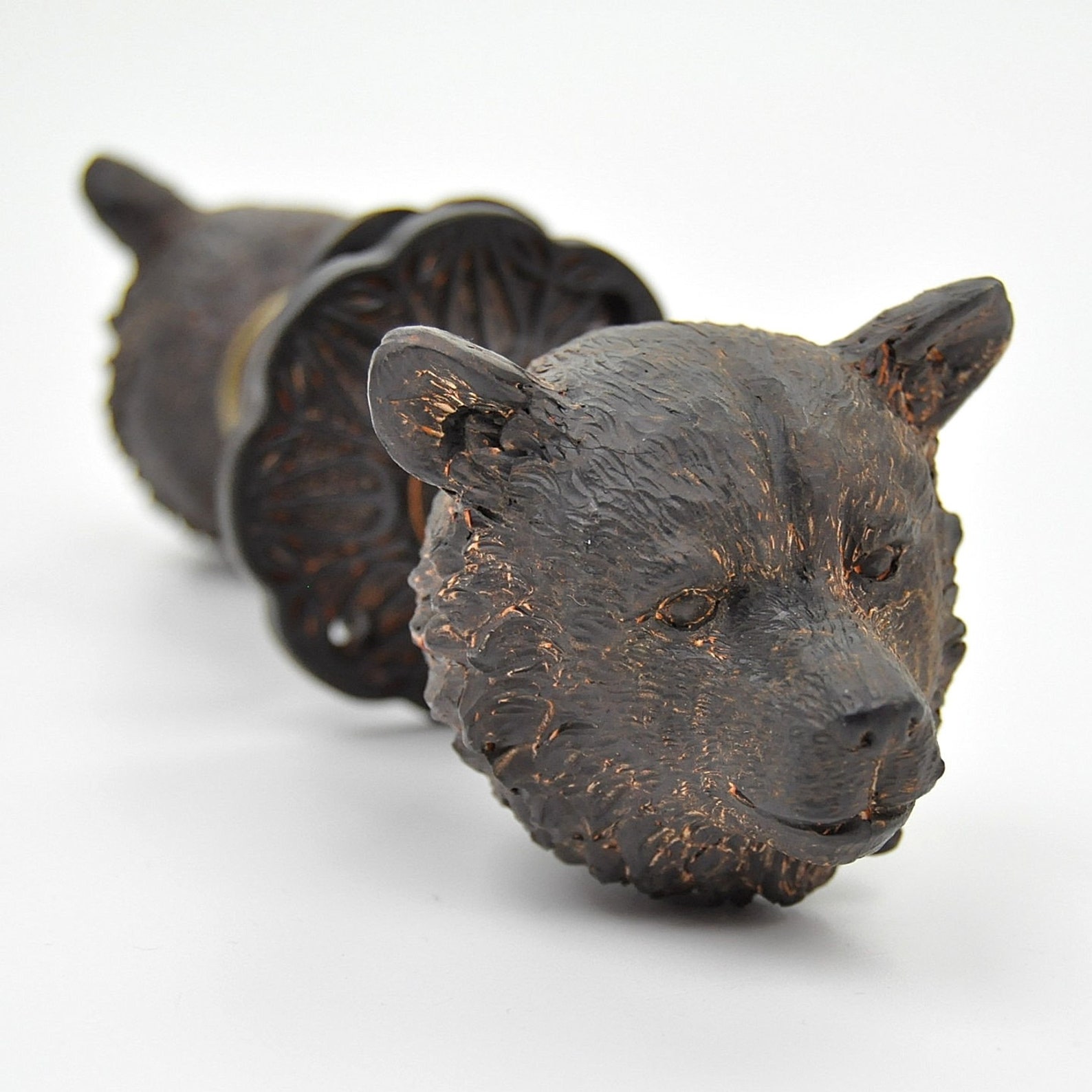 Brown Bear Head Animal Mortice Door Knob Handle Set Pair Duo Etsy