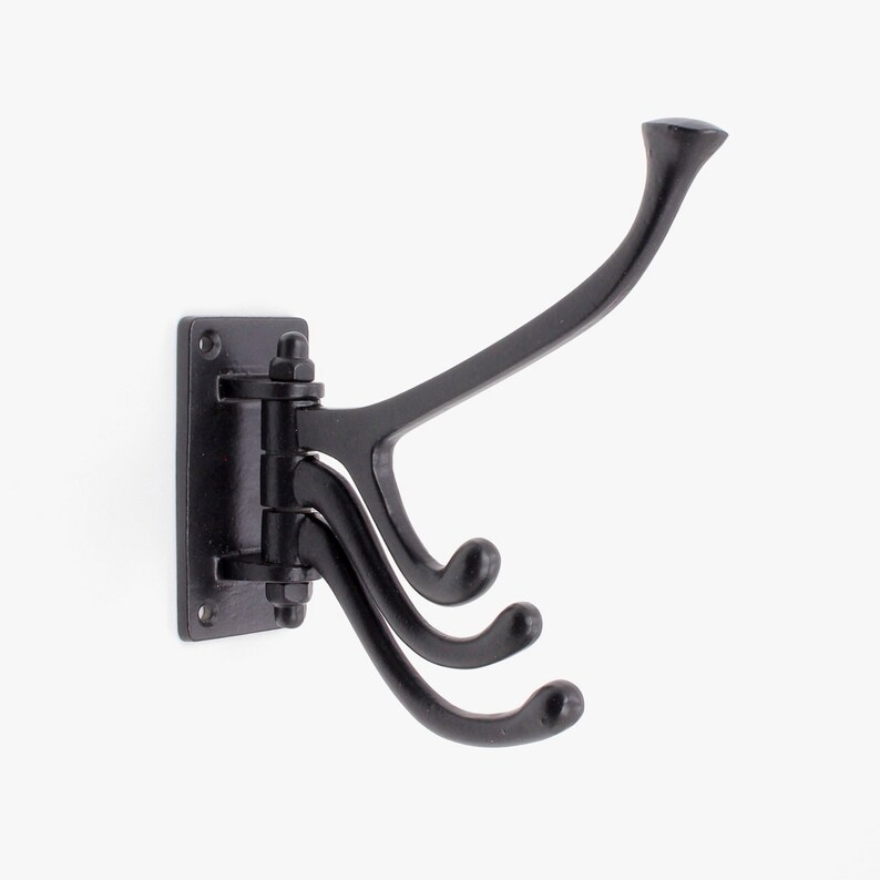 Black Metal Swinging Rotating Multi Arm Coat Hook Hooks Wall Mounted Door Hanger For Hat Clothes Kitchen Bathroom Bedroom Office
