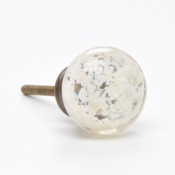 Handmade While Vintage Glass Knob Pull Handle for Etsy