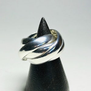 Handmade Chunky Sterling Silver 5 band Interlocking Rolling Ring - Stacking Rings - Russian Wedding Ring - Wide Crossover Ring