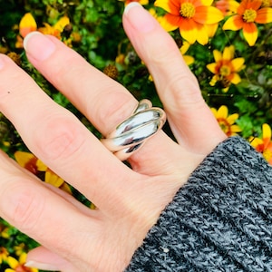 Sterling Silver 4 Band Interlocking Rolling Ring - Chunky Silver Ring - Wide Wedding Rings - Womens or Mens Rings - Genuine Handmade UK
