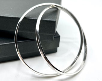 Handgemaakte sterlingzilveren in elkaar grijpende armband: dikke stapelarmband