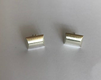 Sterling Silver Rectangular Stud Earrings - Silver Earstuds - Silver Bar Earrings - Small Earrings - Chunky Earrings - Mens Stud Earrings
