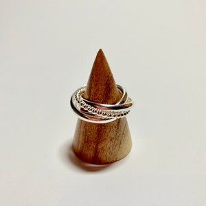 Sterling Silver 4 Band Interlocking Rolling Fidget Ring with Beaded Wire - Stacking Boho Rings - Genuine Handmade in UK