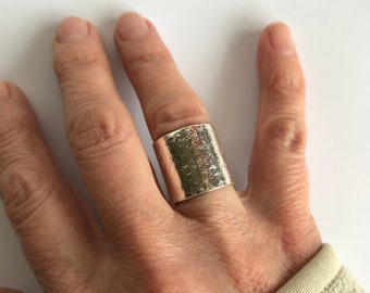 Sterling Silver Wide Chunky Band Ring - Extra Wide Silver Ring - Textured Silver Ring - Mens Silver Ring - Wide Silver Band - Wedding Ring