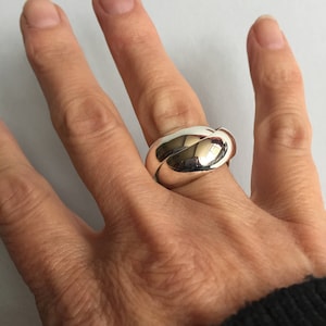 Solid Sterling Silver Chunky 2 Band Interlocking Rolling Ring - Chunky Silver Ring - Wedding Ring - Crossover Wedding Band - Handmade UK