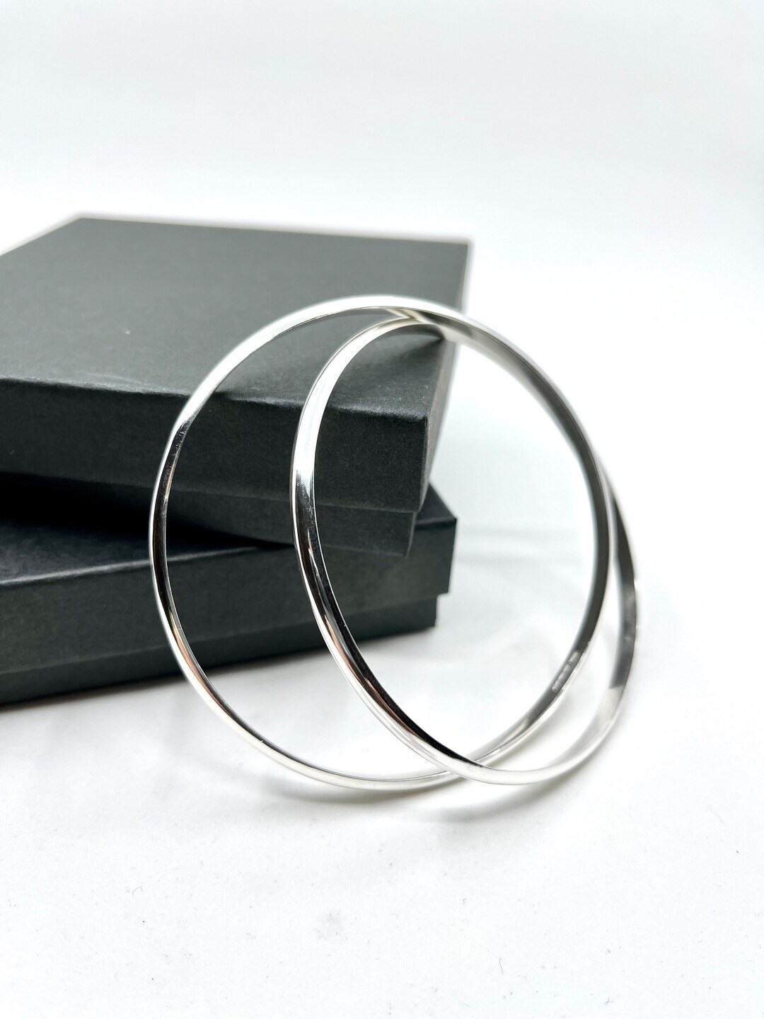 Handmade Sterling Silver Interlocking Bangle: Chunky Stacking Bracelet ...