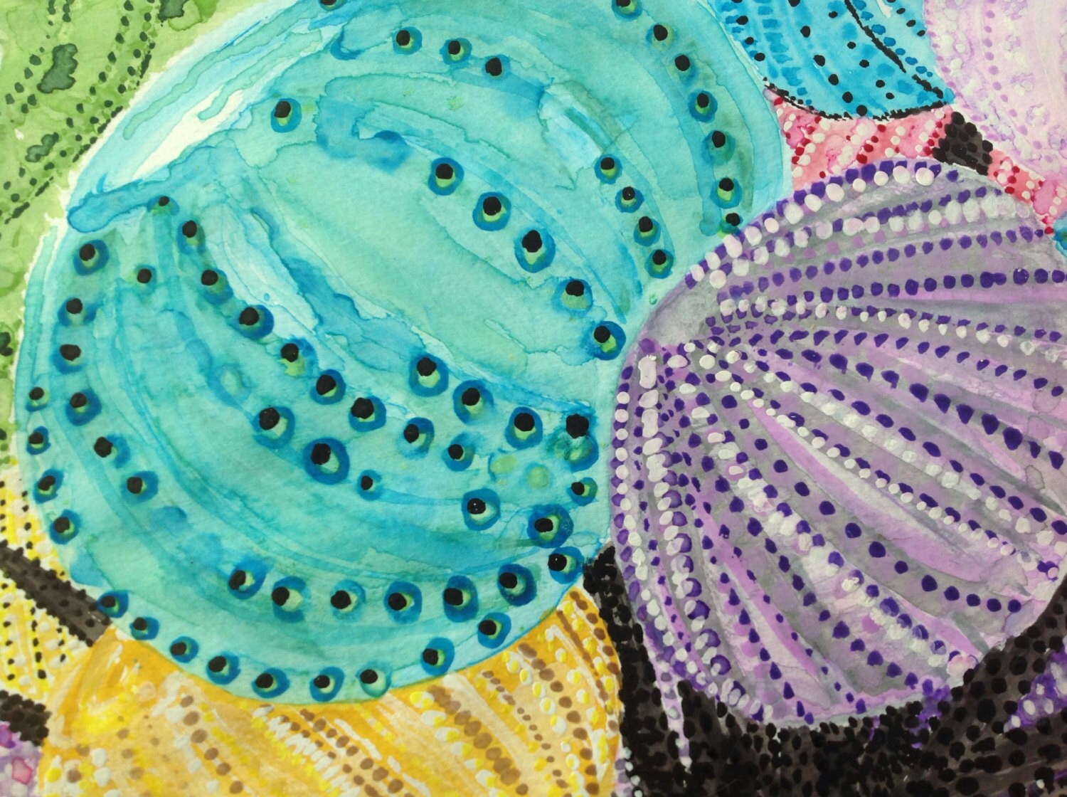 Watercolor Painting of Multicolor Sea Urchins called Urchin Etsy