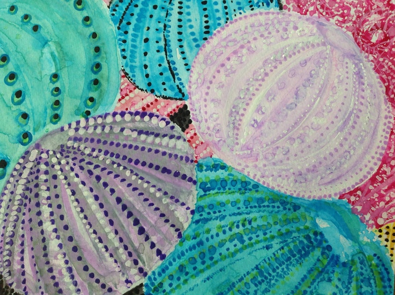 Watercolor Painting of Multicolor Sea Urchins called Urchin Etsy