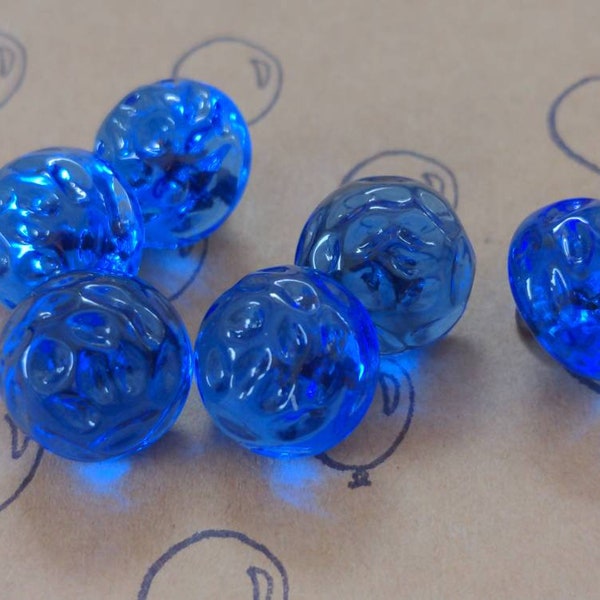 No. 61b - Vieux boutons de verre boutons de lampe bleu / German vintage glass buttons Lampwork blue 6 pieces 15 mm