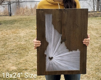 Idaho String Art, Idaho Decor, State string Art, Idaho Nail Art, Idaho Gift, Rustic Decor, custom sign, Idaho love, ID, 9x13, 16x24