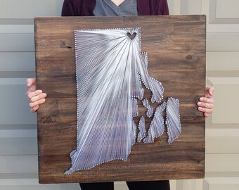 Rhode Island String Art, Rhode Island Decor, State string Art, Rhode Island Nail Art, Rhode Island Map, Rhode Island gift, 11x13, 24x24