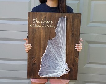 New Hampshire String Art, State string Art, New Hampshire Nail Art, New Hampshire Gift, Custom Rustic Decor Sign, 9x15, 16x24