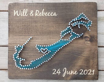Bermuda String Art, Personalized Wedding Date Sign, Rustic Anniversary Gift