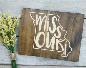 Missouri Sign, Missouri Decor, Missouri Wall Art, Missouri Print, Missouri Home Decor, Rustic Decor, Rustic Home Decor, State Art, 9x11