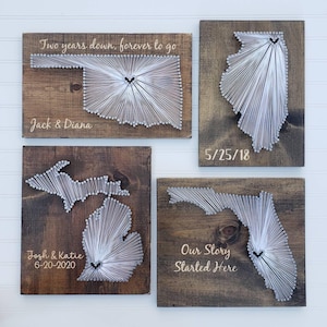 Personalized State String Art, 2nd Anniversary Cotton Gift