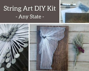 DIY Vermont String Art Kit, State string Art Kit, Vermont Nail Art, custom sign, Vermont Wall Art, Vermont Decor, 9x13