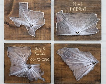 Custom State String Art, Personalized Wood Sign, Moving Away Gift