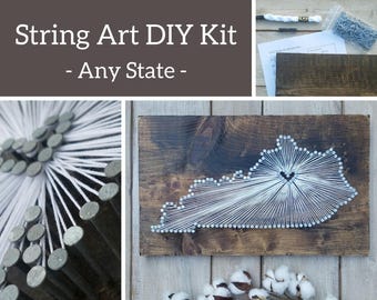 DIY Kentucky String Art Kit, State string Art Kit, Kentucky Nail Art, Kentucky Wall Art, Kentucky Gifts, Kentucky State Map, 9x13