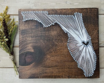 Florida String Art, Florida Home Sign, Florida Nail Art, Florida Gift, Florida custom sign, Beach Home Decor,  11x13, 24x24