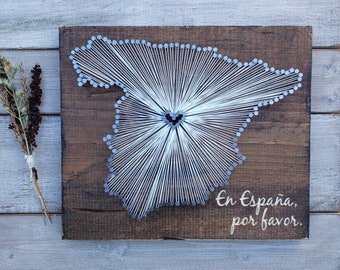 Spain String Art sign, Spain Wall Art, Spain Nail Art Sign, Custom Sign, Rustic Decor, Wood Wall Art, 11x13