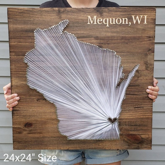 11x13 Wisconsin Nail Art Wisconsin String Art custom sign State string Art Wisconsin Decor Rustic Decor Wisconsin Gift Wisconsin Map