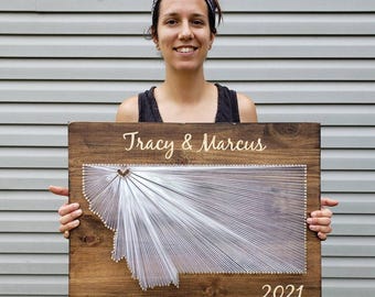 Montana String Art, Montana Decor, State String Art, Montana Nail Art, Montana Gift, Montana, Rustic Decor, custom sign, 9x13, 16x24