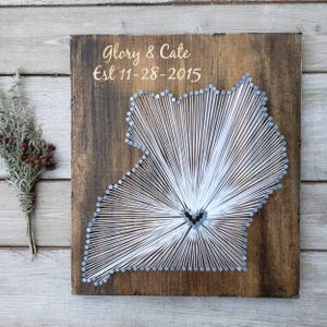Uganda String Art sign, Uganda Wall Art, Uganda Nail Art Sign, Uganda Custom Sign, Ugsnda Rustic Decor, Wood Wall Art, 11x13