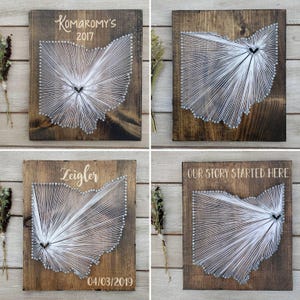 Ohio String Art Map, Custom Heart, Rustic Home Decor