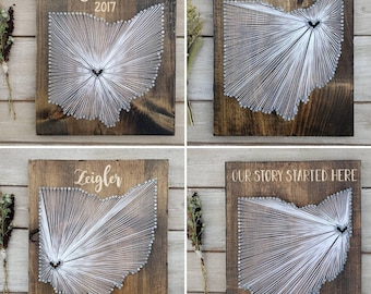 Ohio String Art, Ohio Home Sign, Ohio Decor, Ohio Nail Art, Ohio Map, Rustic Decor, Ohio custom sign, Ohio Love, Ohio Gift, 11x13, 24x24