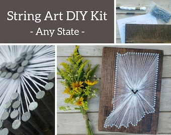 DIY Indiana String Art Kit, State string Art Kit, Indiana Nail Art, Rustic Decor, custom sign, 9x13