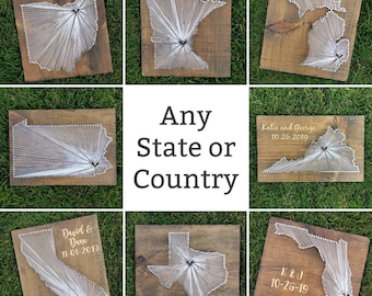 Custom Engraved Housewarming gift, Home State String Art Sign
