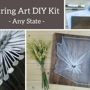 DIY Arizona String Art Kit, Rustic Wood State Sign, Home Decor