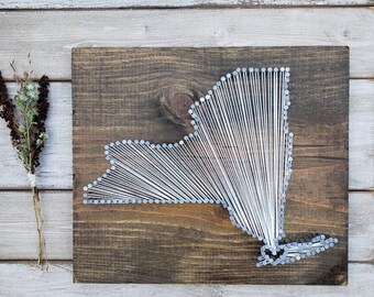 New York String Art, New York Decor, State string Art, New York Nail Art, New York Gift, Rustic Decor, New York City, NYC, 11x13