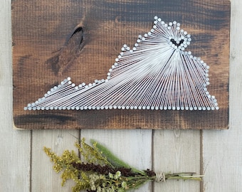 Virginia String Art, Virginia Decor, Virginia Home Sign, Virginia Nail Art, Virginia Gifts, Rustic Map Decor, Virginia Map, 9x15, 16x24