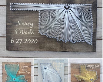 Custom State String Art, Wood Anniversary Gift, Personalized Location